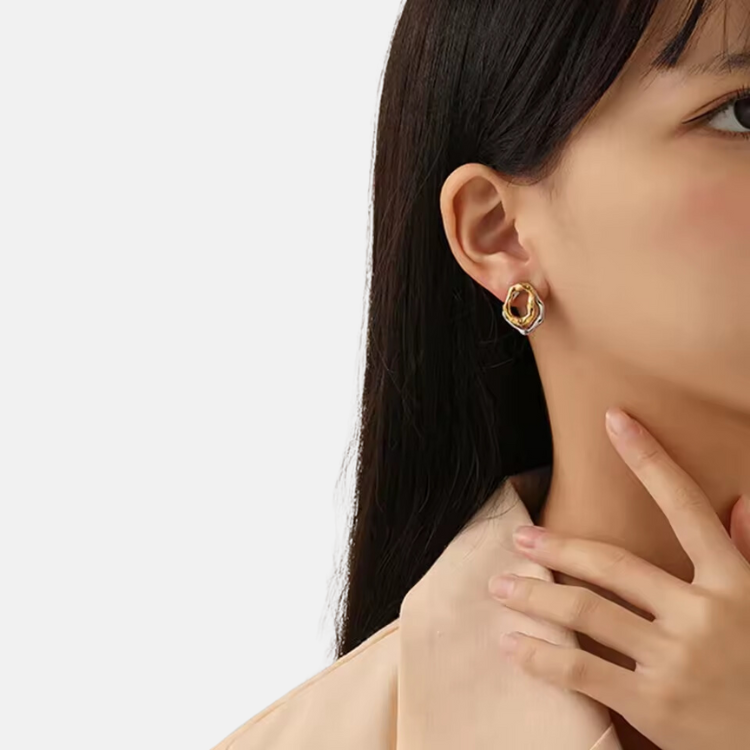 Luxury Two-Tone Earrings - 18ct Gold Plated