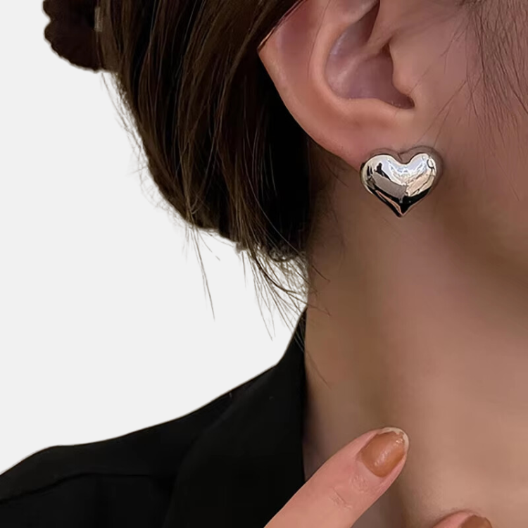 Mirrored Heart Earrings - 18ct Gold Plated