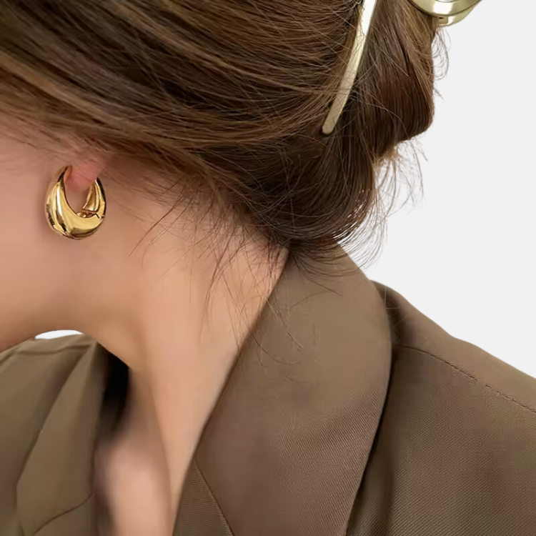 Polished Hoop Earrings - 18ct Gold Plated