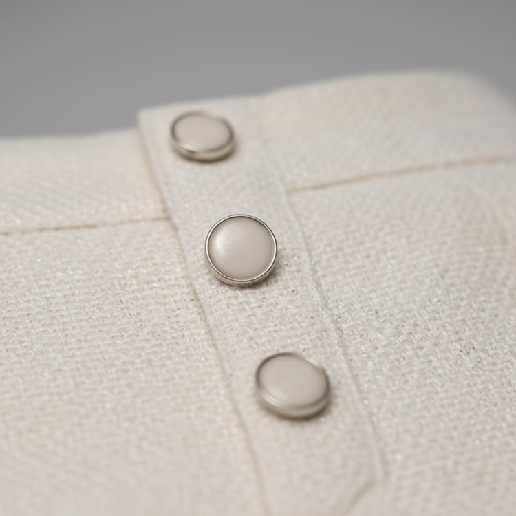 Cream Button Mini Skirt