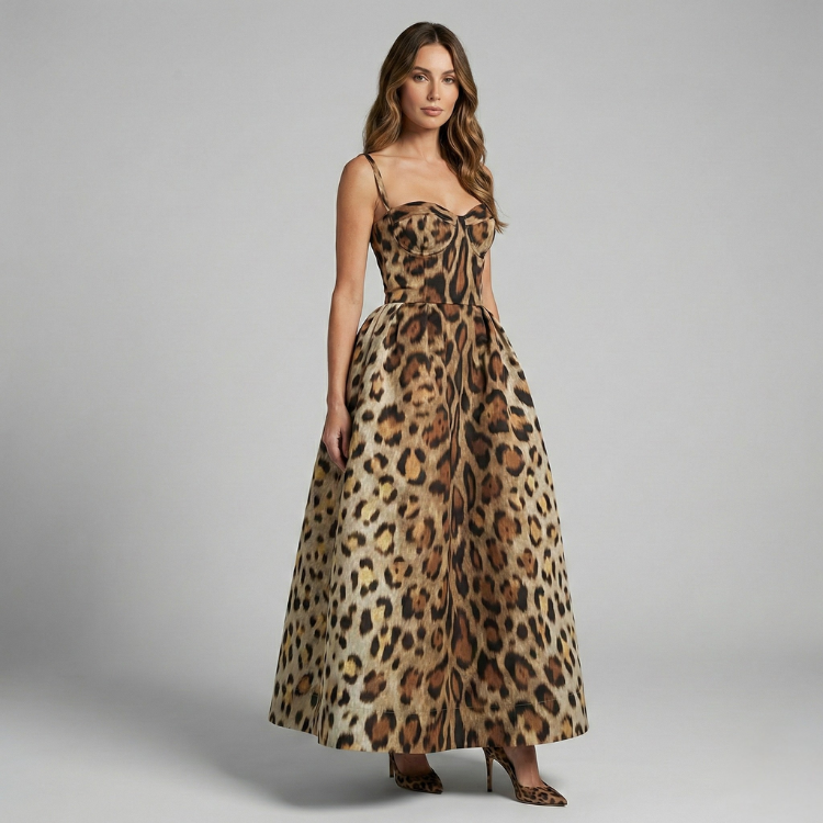 Casual Animal Print Maxi Dress