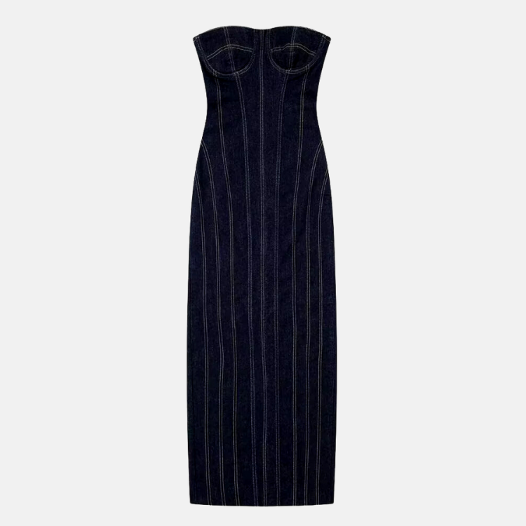 Navy Denim Bodycon Dress