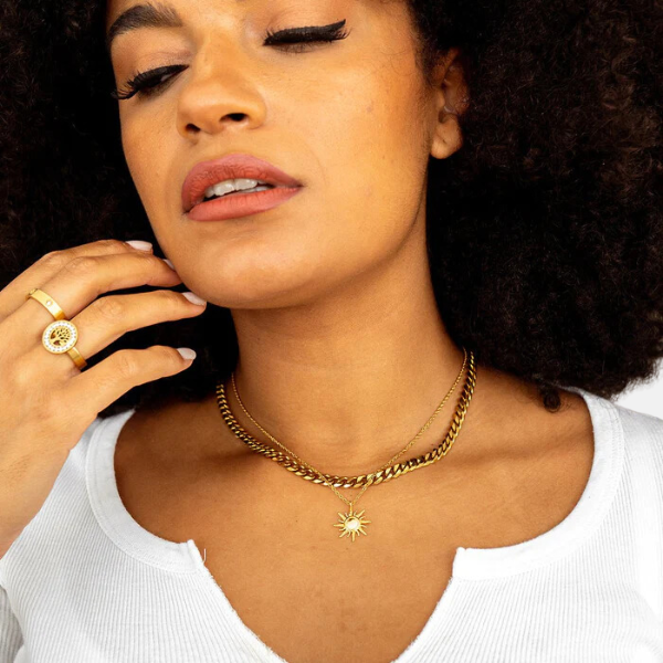 Solar Pendant Necklace - Gold Plated