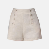 Cream Button Mini Skirt