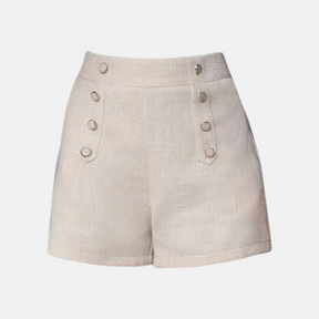 Cream Button Mini Skirt
