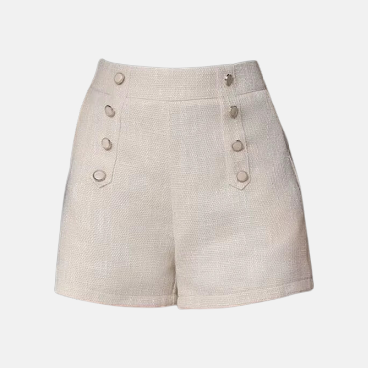 Cream Button Mini Skirt