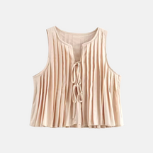Pleated Tie-Neck Blouse
