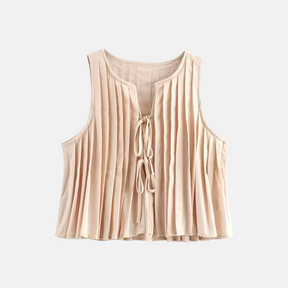 Pleated Tie-Neck Blouse
