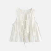 Pleated Tie-Neck Blouse