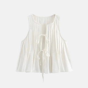 Pleated Tie-Neck Blouse