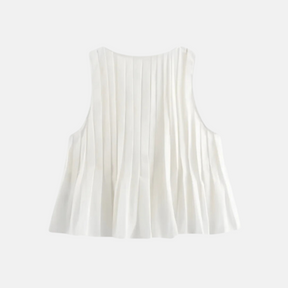 Pleated Tie-Neck Blouse