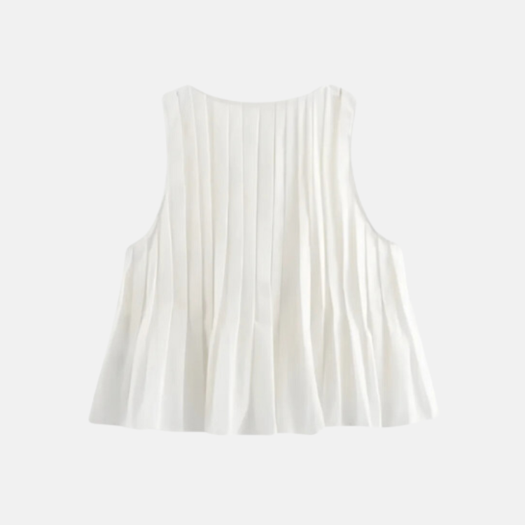 Pleated Tie-Neck Blouse