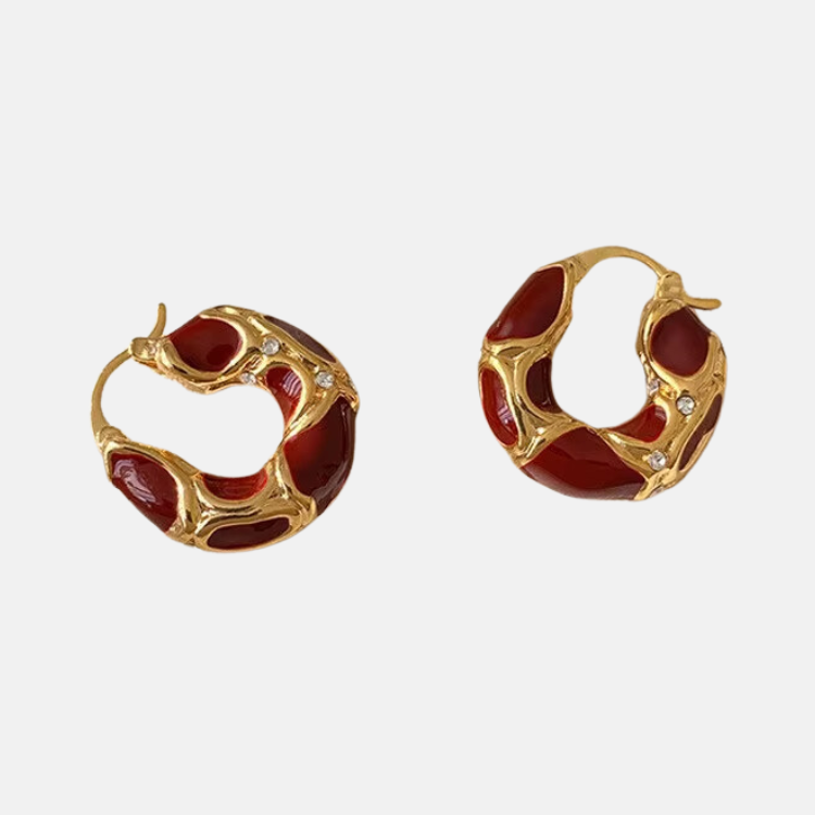 Wavy Hoop Earrings - 18ct Gold Plated