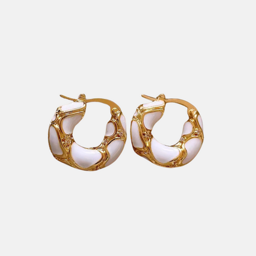 Wavy Hoop Earrings - 18ct Gold Plated