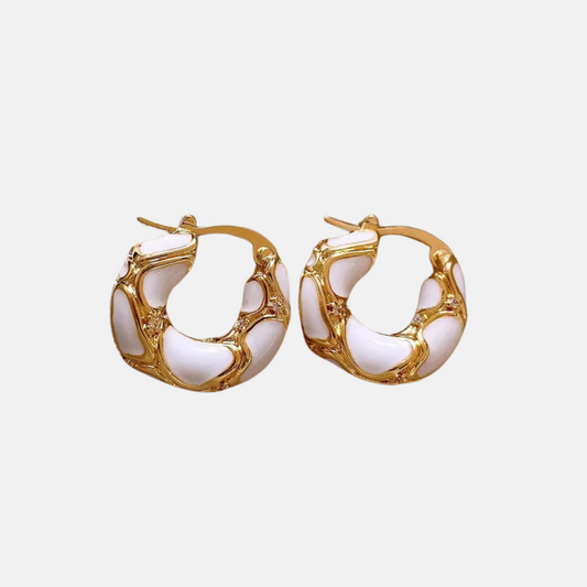 Wavy Hoop Earrings - 18ct Gold Plated