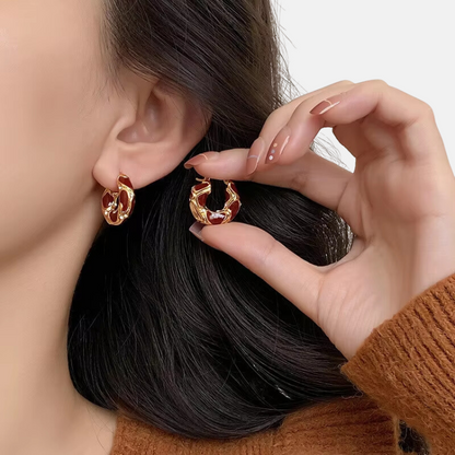 Wavy Hoop Earrings - 18ct Gold Plated
