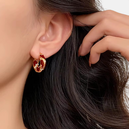 Wavy Hoop Earrings - 18ct Gold Plated