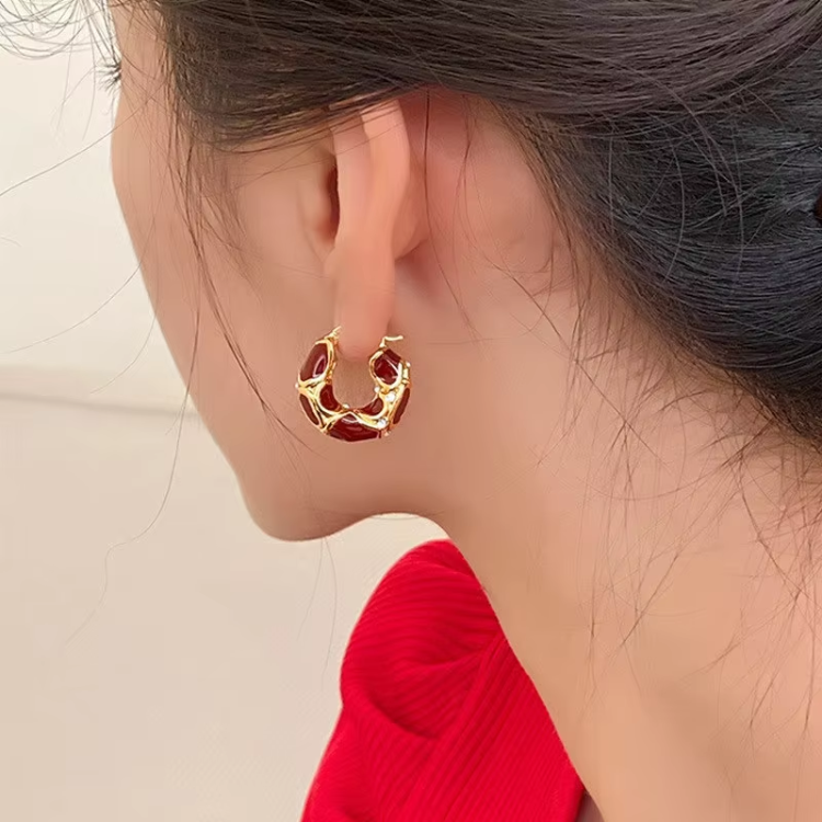 Wavy Hoop Earrings - 18ct Gold Plated
