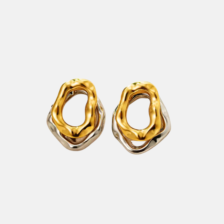 Luxury Two-Tone Earrings - 18ct Gold Plated