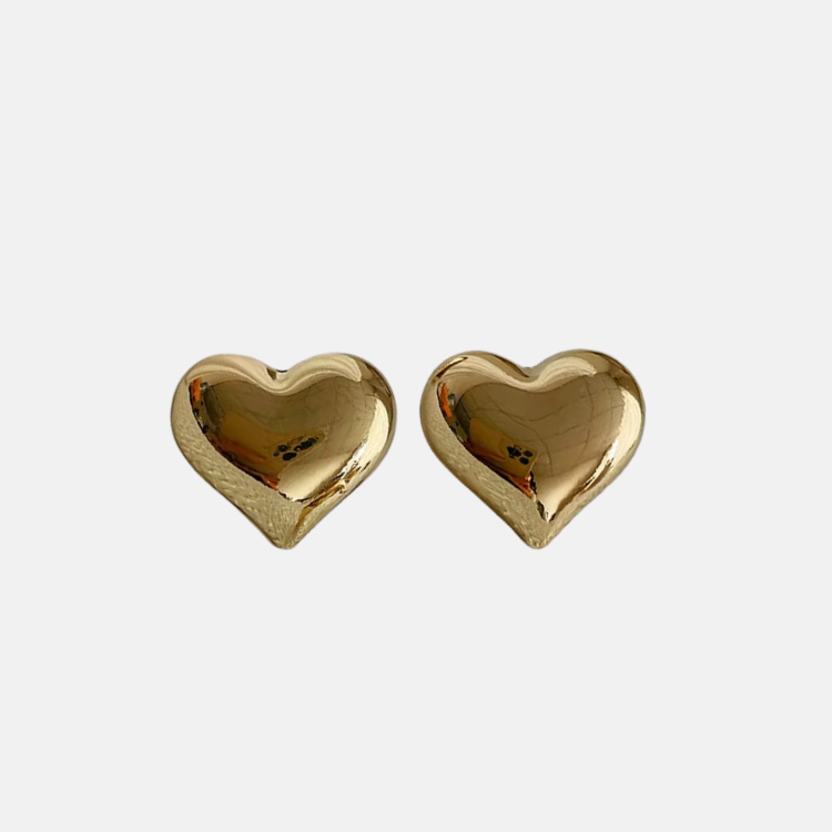 Mirrored Heart Earrings - 18ct Gold Plated