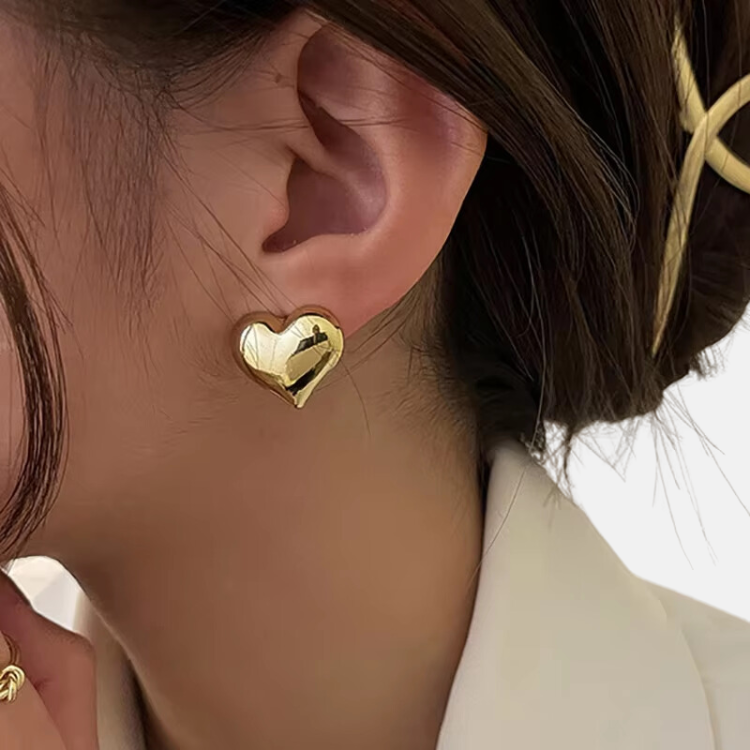 Mirrored Heart Earrings - 18ct Gold Plated