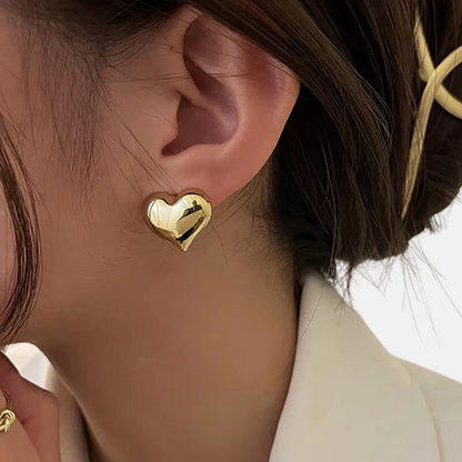 Mirrored Heart Earrings - 18ct Gold Plated