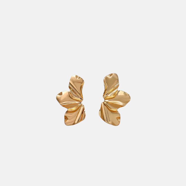 Sculpted Leaf Earrings - 18ct Gold Plated
