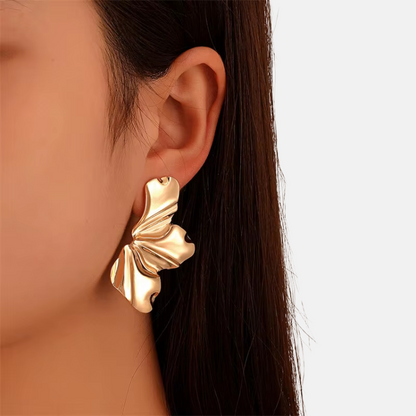 Sculpted Leaf Earrings - 18ct Gold Plated