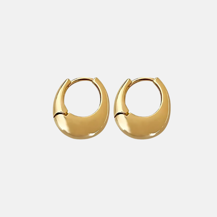 Polished Hoop Earrings - 18ct Gold Plated