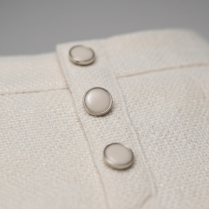 Cream Button Mini Skirt