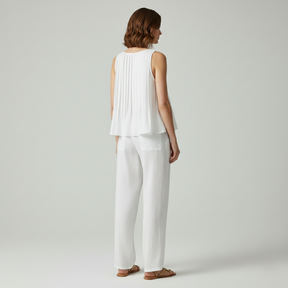 Pleated Tie-Neck Blouse