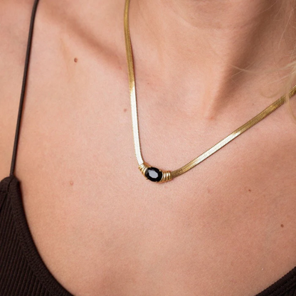Night Stone Necklace - Gold Plated