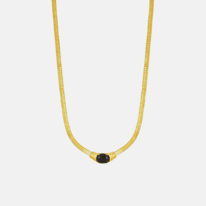 Night Stone Necklace - Gold Plated