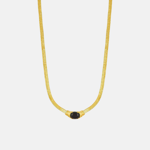 Night Stone Necklace - Gold Plated