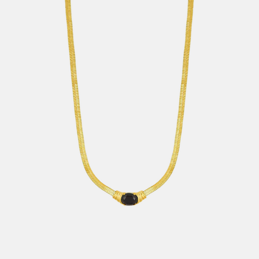 Night Stone Necklace - Gold Plated