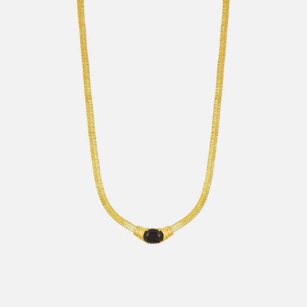 Night Stone Necklace - Gold Plated