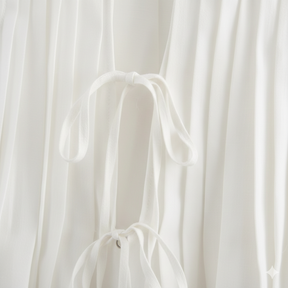 Pleated Tie-Neck Blouse